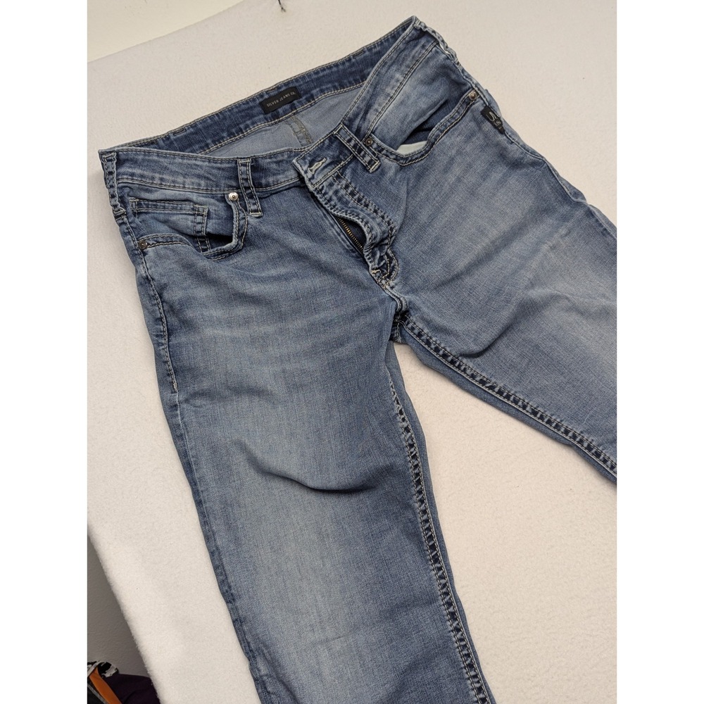 Silver Jeans Co Zac Relaxed Straight Leg Denim Jeans Blue W36 L34 Has FLAW